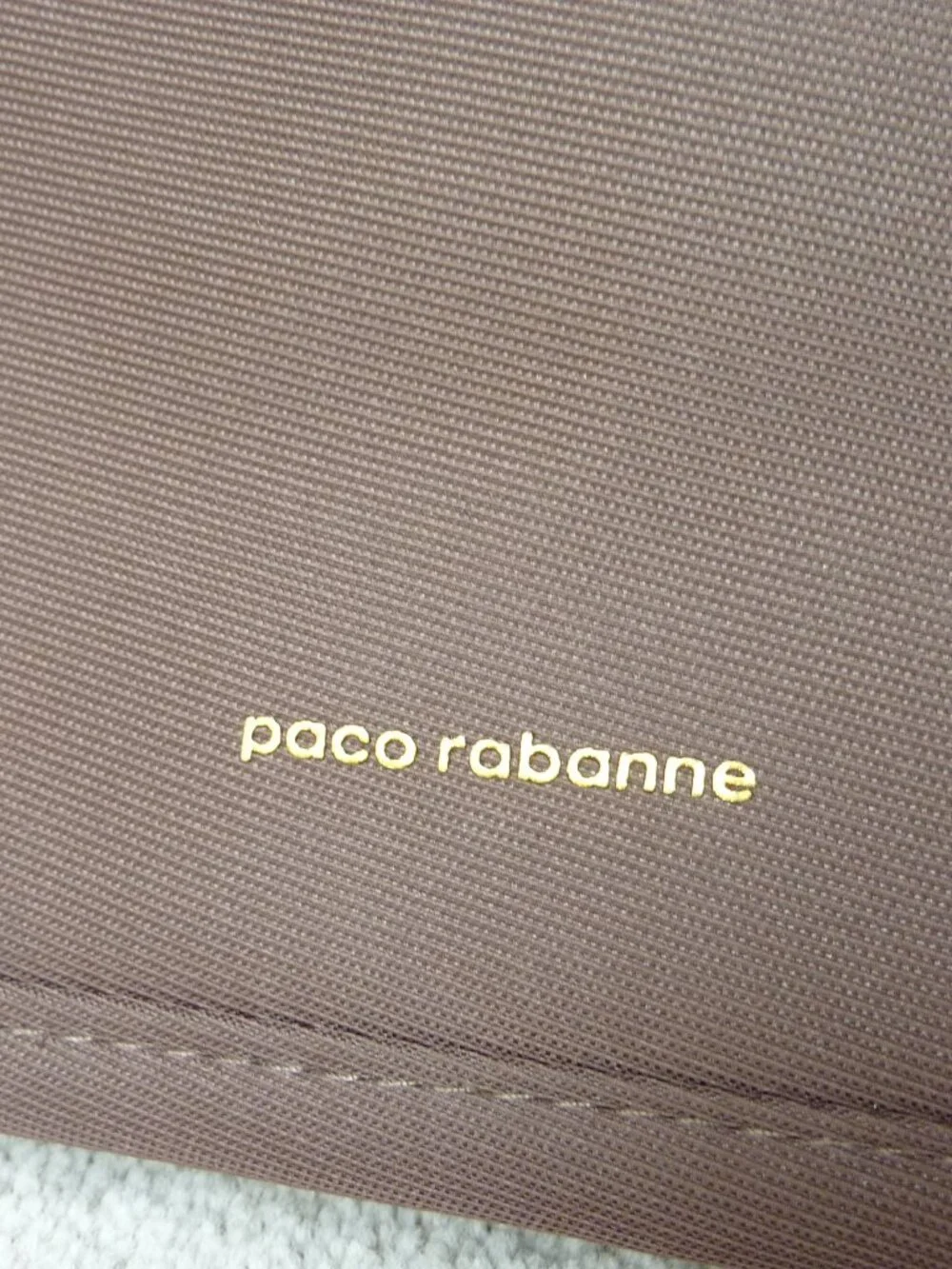 NEW Paco Rabanne Brown Overnight Weekend Canvas Travel Bag Foldable Gold Accent